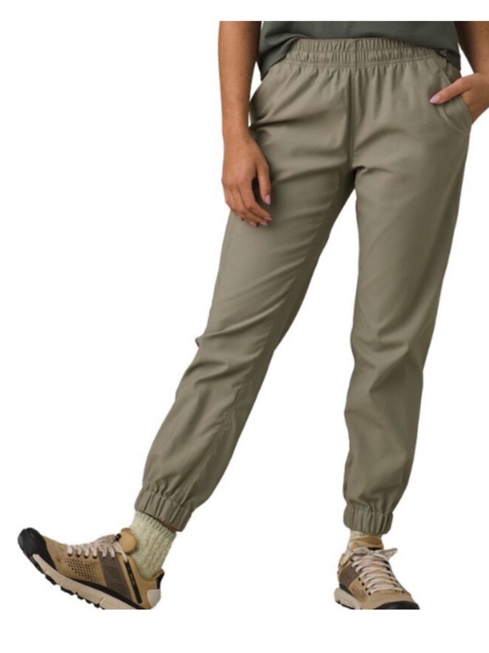 Prana Olive Elastic Cuff Joggers green hiking pants outdoor active small womens